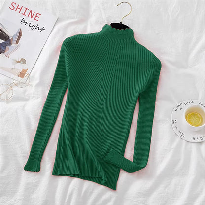 2026 weibliche Dünne Koreanische Strickwaren Tops Herbst Winter Pullover Frauen Hohl-out Pullover Langarm Rollkragenpullover.