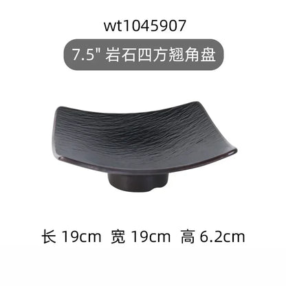 Hotpot Restaurant Melamine Tableware Black Frosted Dinner Plate Japanese Sushi Plates Not Easily Broken Snack Fruit Dishes.