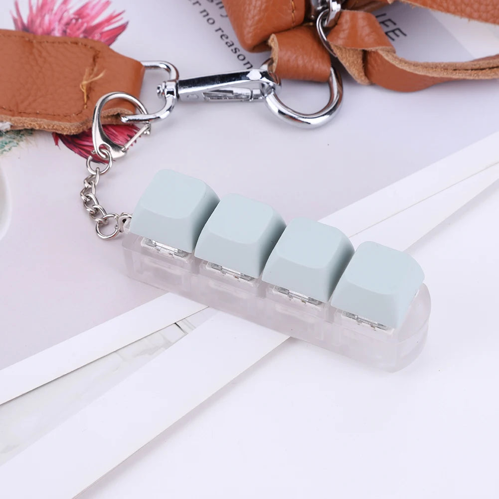 Keyboard Caps Toy Press Stress Relief Fidget 4 Key Button Keycaps Fidget Keychain Keyboard Keychain Toys Finger Keyboard Key Toy.