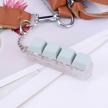 Keyboard Caps Toy Press Stress Relief Fidget 4 Key Button Keycaps Fidget Keychain Keyboard Keychain Toys Finger Keyboard Key Toy.