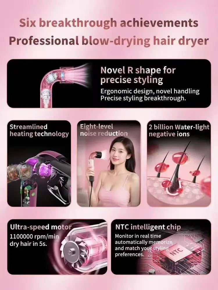 Ion Hair Dryer Professional Super Ionic Hairdryer Woman Electric Barber Blower Leafless Dry Machine
