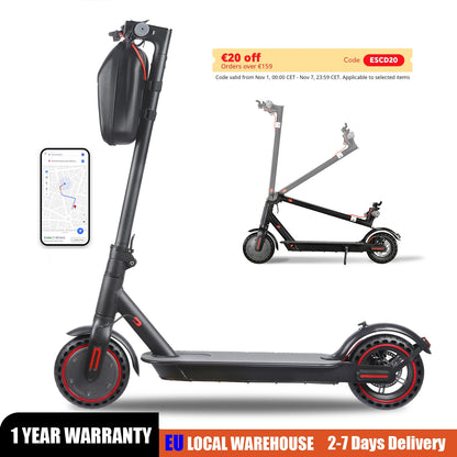 350W Foldable Electric Scooter Adults, 8.5'' Solid Tires, 30KM/H, 30-35KM Range, 36V 10.4Ah Battery, APP Control E-scooter.