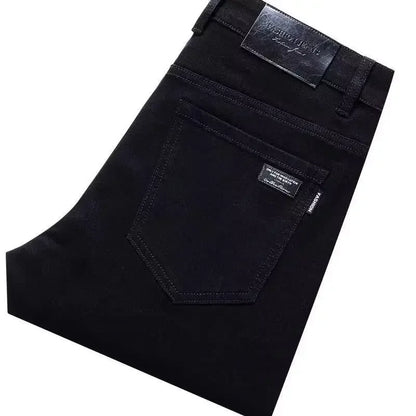 Slim Fit Stretch Business Men's Jeans Summer Trendy Thin Style Male Denim Pants Mid Waist Washed Design Casual Trousers.