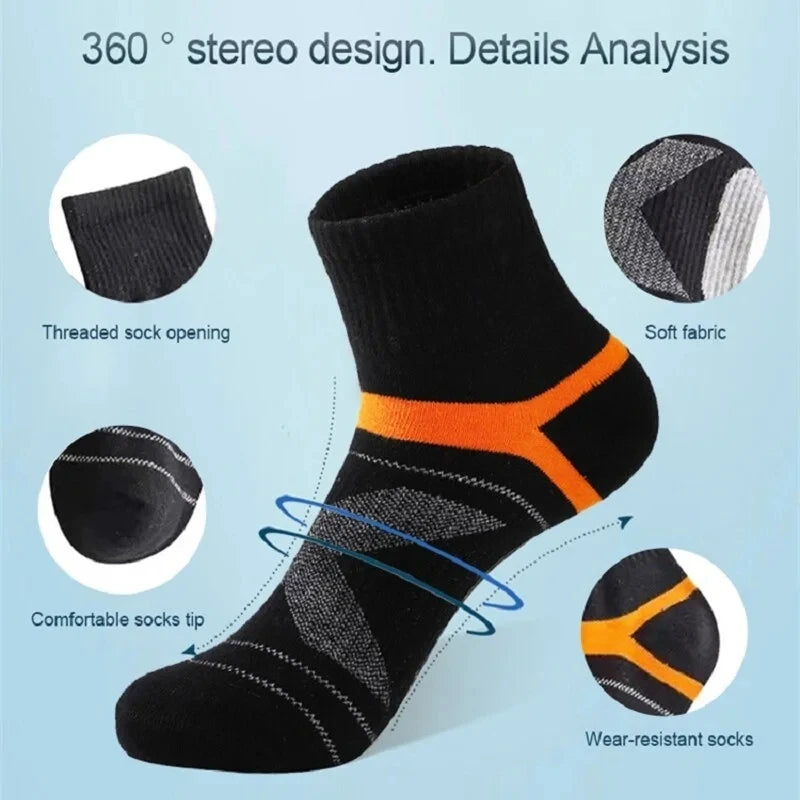 3 Pairs Men's Socks Hiking Black Sports Basketball Socks Casual Soft Running Summer Absorb Sweat Breathable Male Sokken Gifts.
