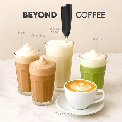 Electric Milk Frother Handheld for Coffee Mini Drink Mixer Whisk Coffee Foamer Wand with Stand for Lattes Cappuccino Gift Idea.