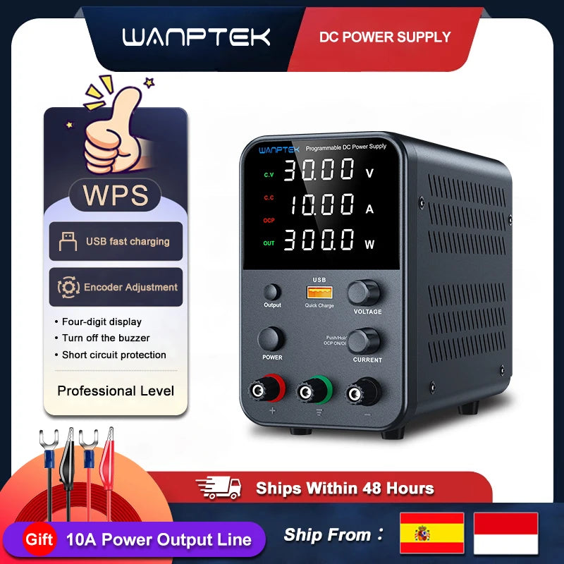 Wanptek Laboratory Power Supply 30V 5A 30V 10A 60V 5A 120V 3A Adjustable with USB fast Charging Bench DC Power Supply.