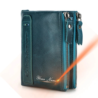 CONTACT'S Genuine Leather Short Wallets for Women Luxury Designer Coin Purse Female Money Clip Card Holder Customize Men Wallets