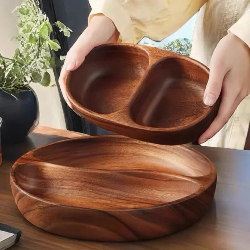 Solid Wood Tray Acacia Wood Premium Kung Fu Tea Small Tray Fruit Snacks Nuts Dessert Plate Desktop Storage Tableware.