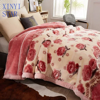 New Warm Weighted Blankets for Beds High End Thicken Warmth Raschel Blanket for Winter Autumn Double Side Plush Comforter Quilt.