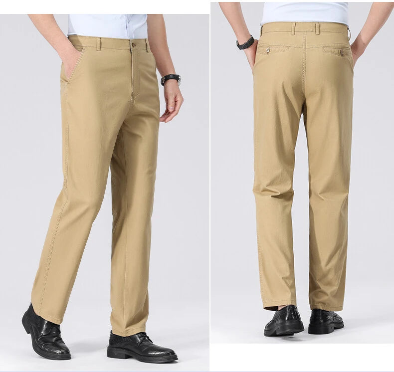Chino-Hose für Herren, Business-Casual-Kleiderhose, Frühling, Sommer, Herbst, leichte, bequeme Hose mit Taschen.