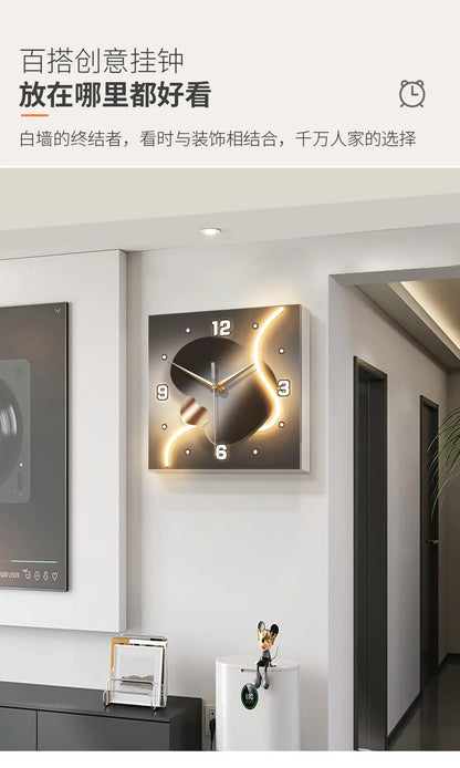 Stein zu laufen Wanduhr Wohnzimmer moderne Licht Luxus Dekoration Uhr hängen Wand leuchte High-End-Sinn Restaurant Uhr