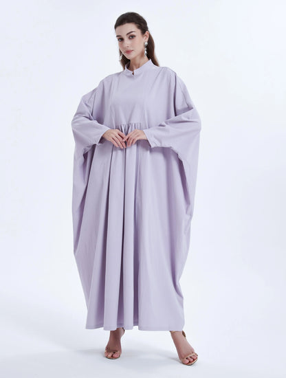 Ramadan kebaya Middle Eastern Muslim women's dress solid color pleated bat sleeve loose dress Abaya.