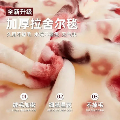 Flannel Blanket Double-deck Washable Quilt Siesta Keep Warm Double Person Thick Winter Soft Comfortable Plush Bed Sheet.