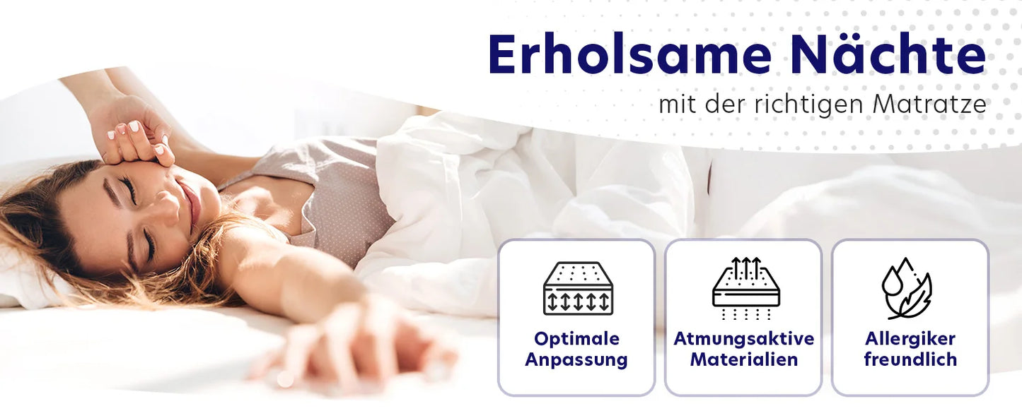 Ortho Kalschaummatratze, 7-Zonen-Matratze, Härte: H2 & H3, ÖkoTex gerollte Matratze (140 x 200 cm)