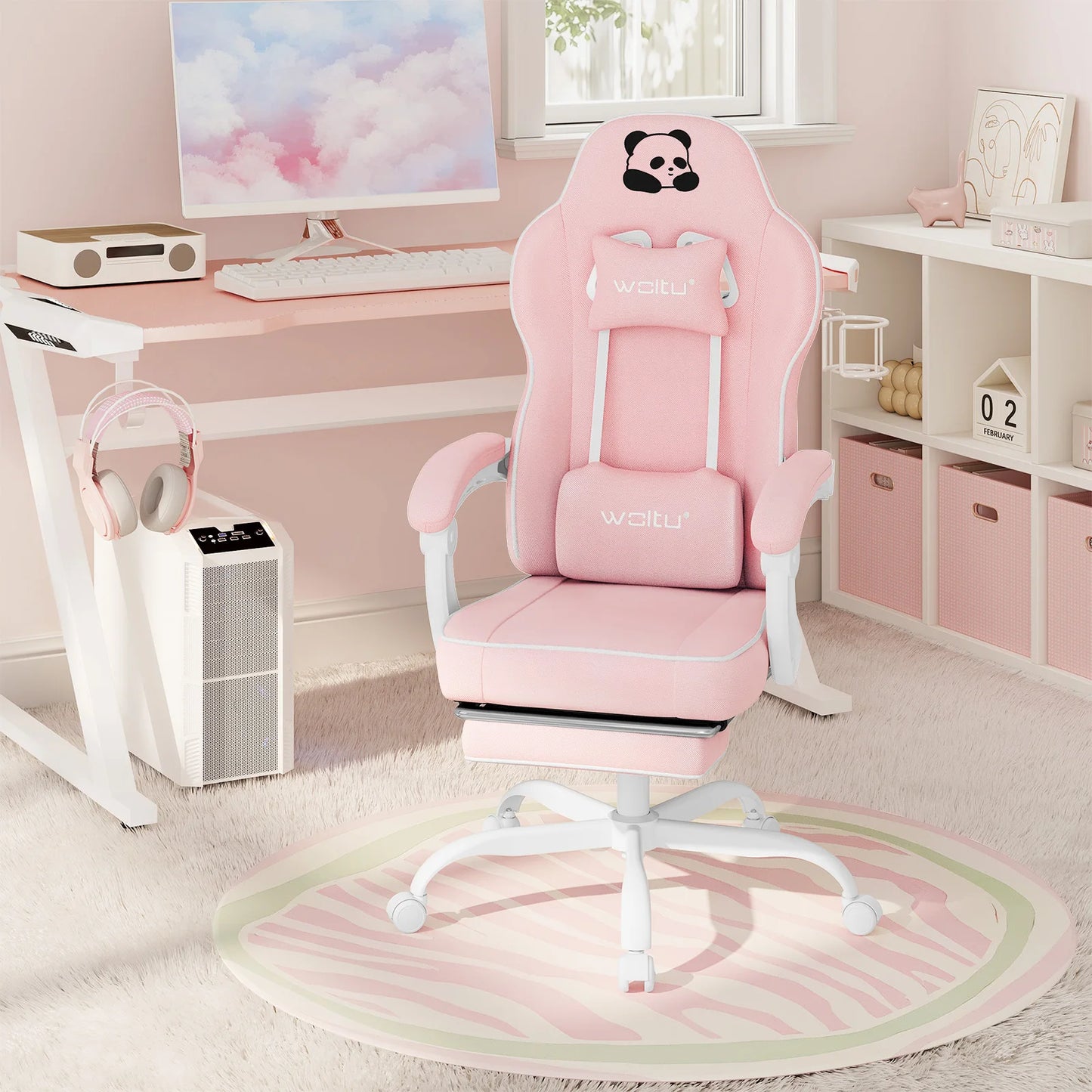 WOLTU Ergonomischer Gaming-Stuhl, Bürostuhl mit hoher Rückenlehne, Drehsessel mit Fußstütze und höhenverstellbarem Computerstuhl für die Lendenwirbelsäule