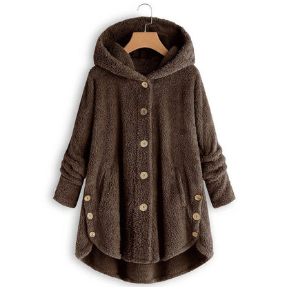 Herbst Wintermantel Frauen warme Teddybär Mantel Woll jacke weibliche Plüsch mantel Kapuzen jacke neue Damen mäntel einfarbige Jacke