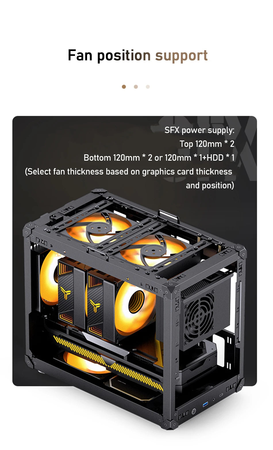 JONSBO C6 MAX Desktop M-ATX Case Type-c Side Transparent Handheld Portable Computer Small Chassis ATX Power Supply.
