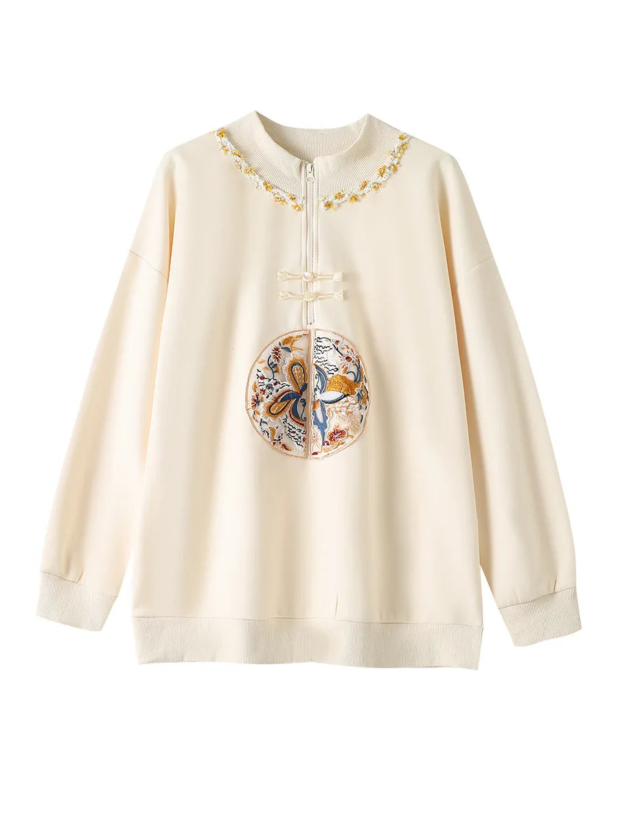 150kg Plus Size Damen büste Frühling Herbst lose neue chinesische Stil Sweatshirt lang ärmel ige geknöpfte Top 5xl 6xl 7xl 8xl 9xl