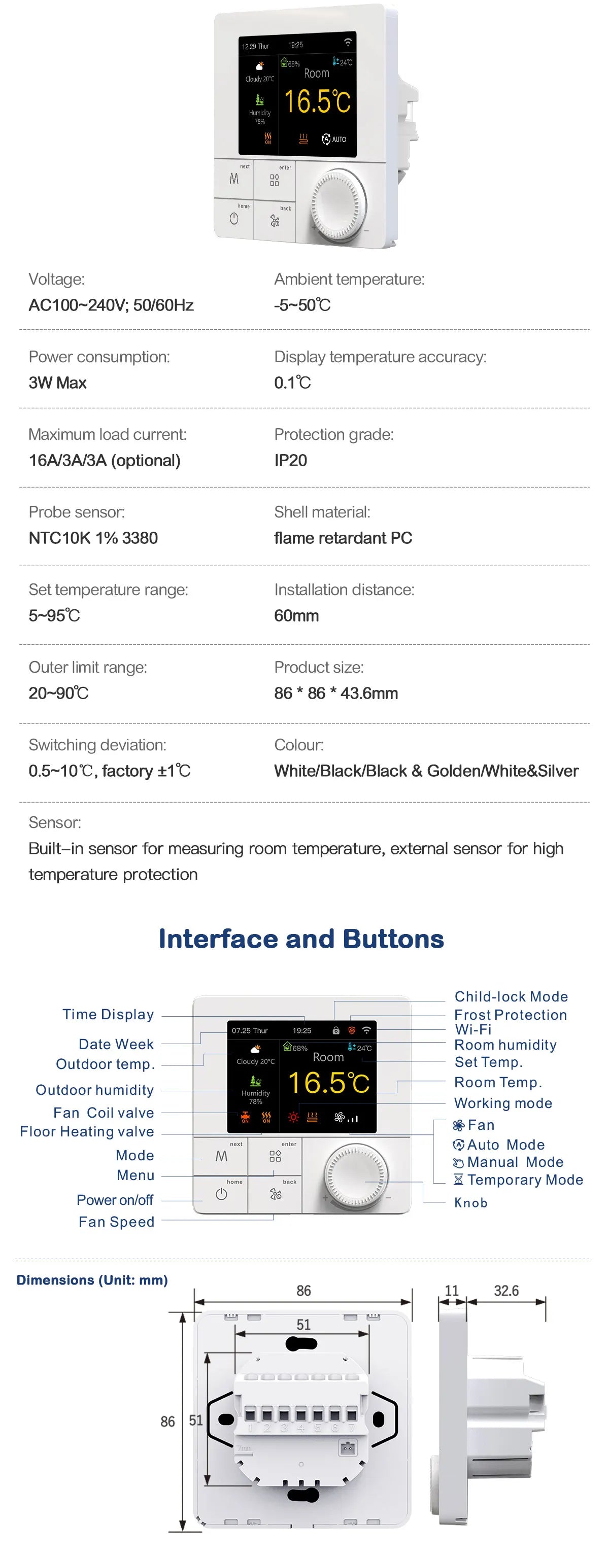Tuya WIFI Thermostat Electric/Water/Gas Boiler Floor Heating Control Temperature Remote Controller Smart Life Google Home Alexa.