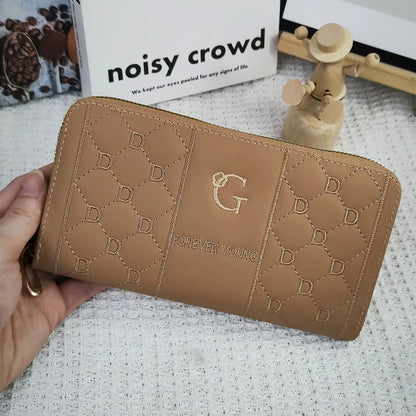 Women's wallet long letter embroidered women's long zipper versatile wallet large capacity mobile wallet.