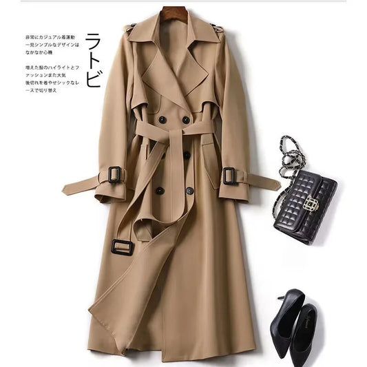 Herbst Winter Langarm Graben Mantel Für Frauen 2024 Mode Lose Büro Dame Lange Outer Jacke Mäntel Weibliche Kleidung