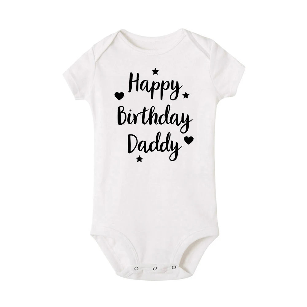 Alles Gute zum Geburtstag Papa Baby Body Vater Party Jungen Mädchen Outfit Strampler Säugling Sommer Kleinkind Kurzarm Kleidung Ropa Geschenke.