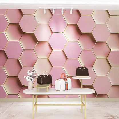 Custom Technology oriented KTV wallpaper private rooms 3D concave hexagonal wall panels e-sports room geometric home decoration