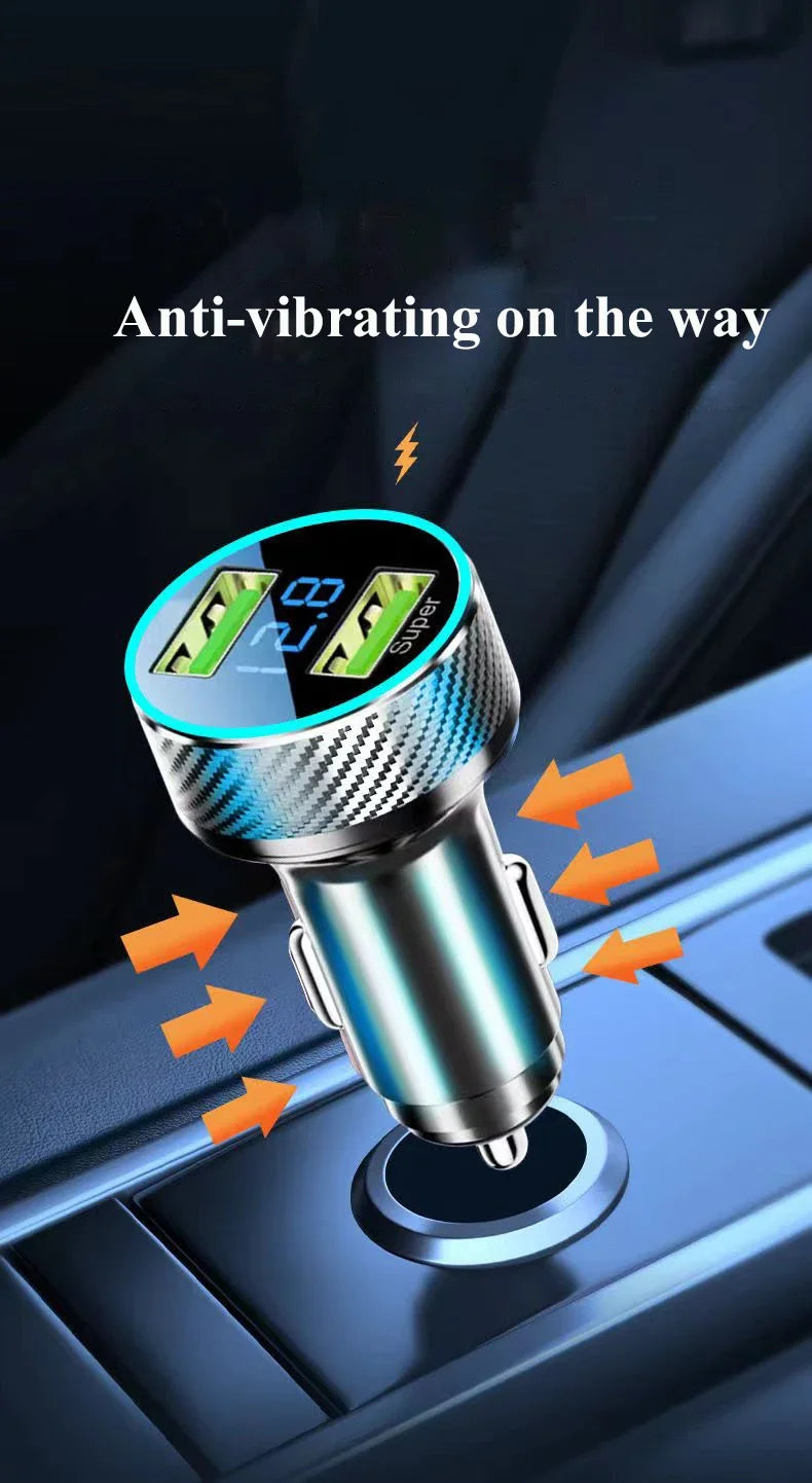 2 in 1 USB Car Charger Adapter 300W Super Fast Charge with Voltage Monitor for iPhone Samsung iPad Huawei Oneplus OPPO VIVO.