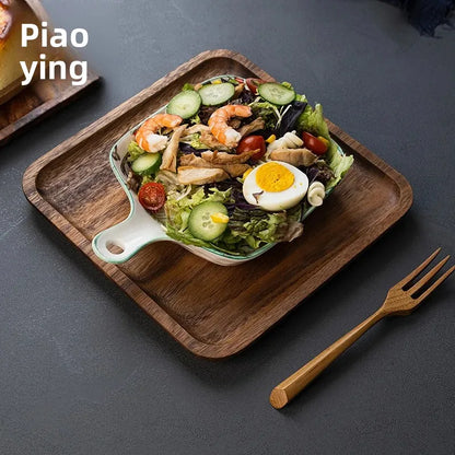 Square Wooden Serving Tray Hotel Style Ins round Corner Plate Wooden Material Jewelry Packaging And Display Tools.