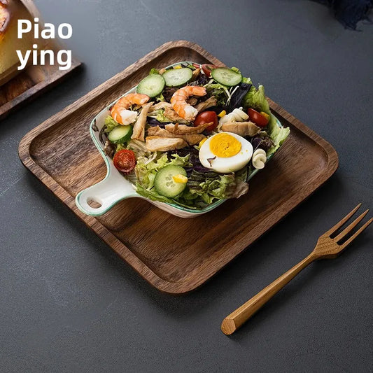 Square Wooden Serving Tray Hotel Style Ins round Corner Plate Wooden Material Jewelry Packaging And Display Tools.