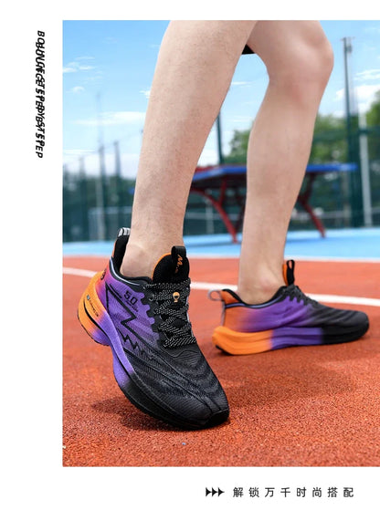 Men Sport Shoes Professional Cushioned Carbon Plate Running Shoes Breathable Lace-up Casual Sneakers Marathon Athletic Footwear