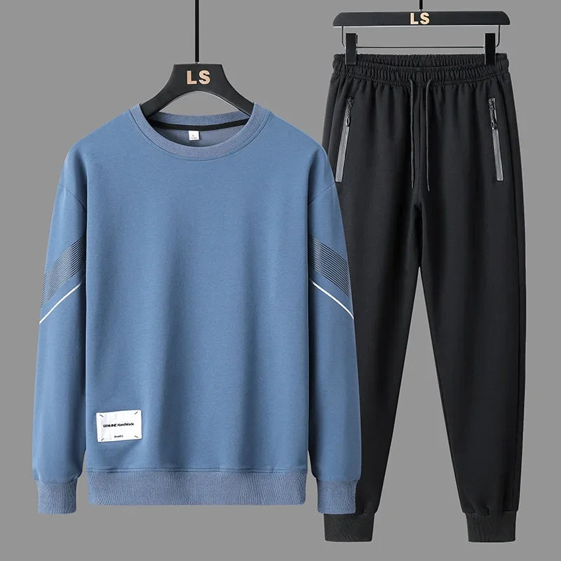 Spring Autumn Men's Casual Sports Suit Round Neck Sweatshirt Long Sleeves Pants One Whole Set Clothing Fashion.