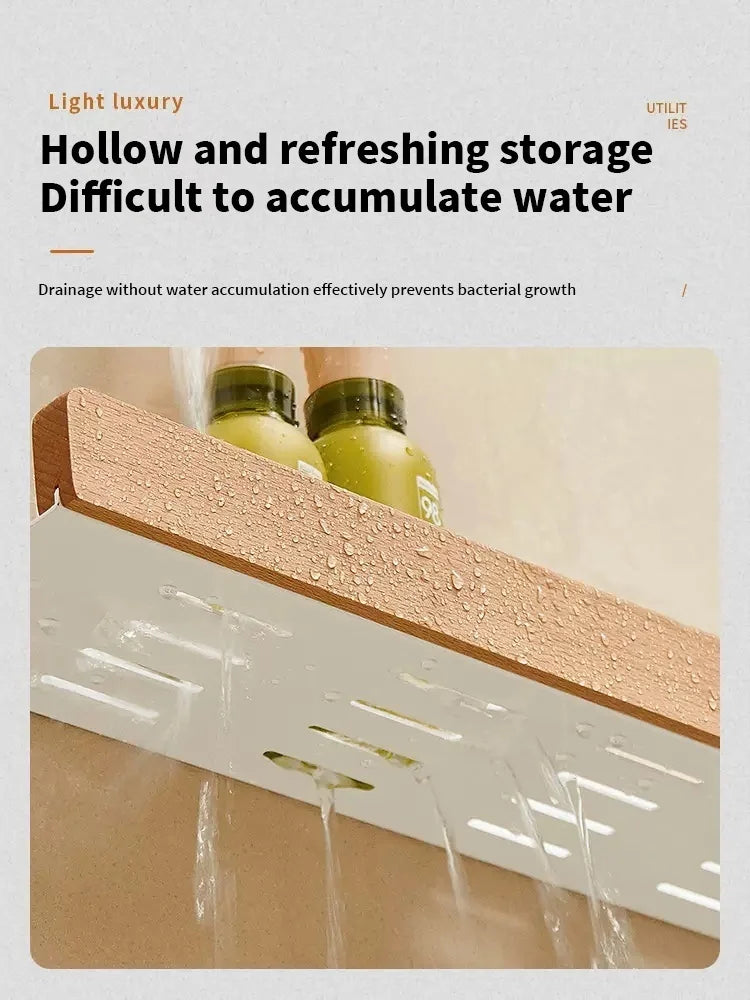 Holz Aluminium Material Badezimmer Regal Organizer Eckregal Shampoo Lagerregal Dusche Wandregal Badezimmer Organizer