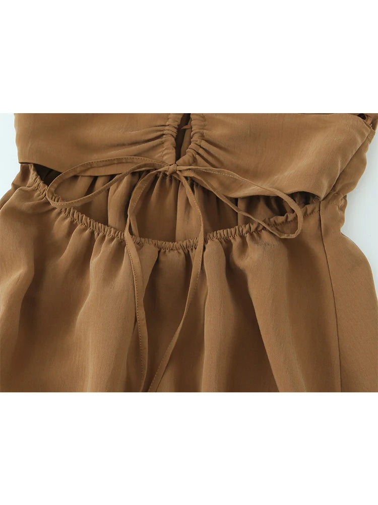 TFMLN Frauen Retro Sling Kleid Für Frauen Elegante Ärmellose V-ausschnitt Backless Mixi Kleid Dame EINE Linie Fashion Club Party Langes Kleid.