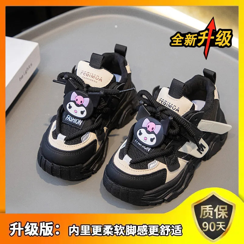 Anime Girls Kuromi Autumn New Board Shoes Sanrio Sports Dad Shoes Children Cartoon Kawaii Comfortable Breathable Casual Shoes.