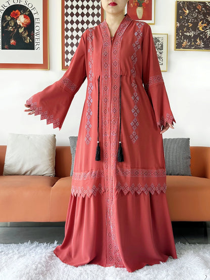 Laxury Design New Women Elegant Dress Chiffon Open Abaya Muslim Women Dress Islamic Clothing Cardigan Abaya Women Muslim Dress.