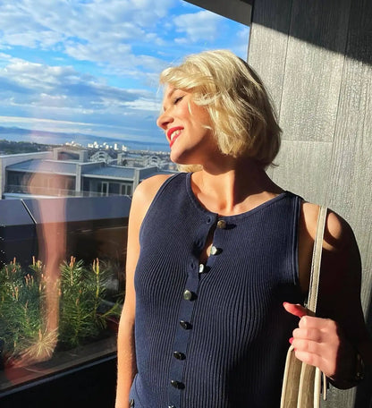 Tossy Strick-Maxikleid mit gerippter Strickjacke, weiblich, hohe Taille, schlanke Tasche, ärmellos, elegantes Partykleid, Damen-Strickwaren, langes Kleid