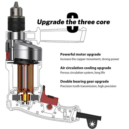 Elektrische Bohrmaschine Schlagbohrmaschine Multifunktions Variable Geschwindigkeit Holz Metall Stein Abschneiden Haushalt Wand Loch Bohren Elektrowerkzeuge