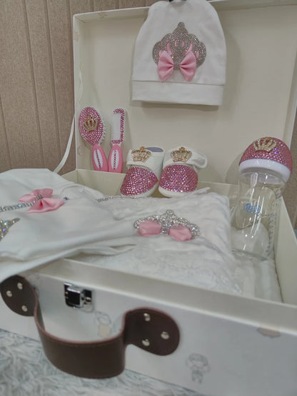 Dollbling 10pcs Welcome Home Precious Baby Boy Gift Set Gender Reveal Baby Essentials Bottles Receiving Blanket Swaddle Set.