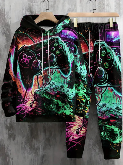 Autumn Games Console 3D Printed Hoodie Suit Men Sweatshirts Sweatpants Casual Fashion Two Piece Tracksuit Set Men's Clothing.
