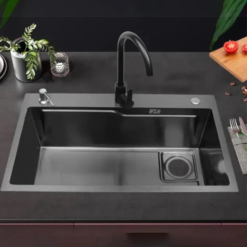 Stainless Steel Kitchen Sink Household Large Single Slot Wash Dish and Wash Vegetables Basin Multifunctional Undermount Basin