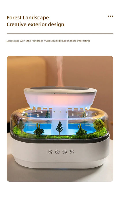New Aroma Humidifier Raindrop Air Humidifier Colorful Atmosphere Light White Noise Music Essemtial Home Oil Fragrance Diffuser.