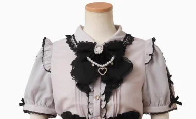 Rojita Stil Spitze Kragen Lolita Hemd Mode frauen Tops Sommer Nette Süße Bogen Schulter Slim Fit Kurzarm Blusen weibliche