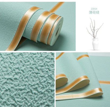 Hirschhaut Samt horizontal gestreifte Tapete Wohnzimmer Schlafzimmer gestreifte Film- und Fernsehwand 3D-Relief verdickte Tapete