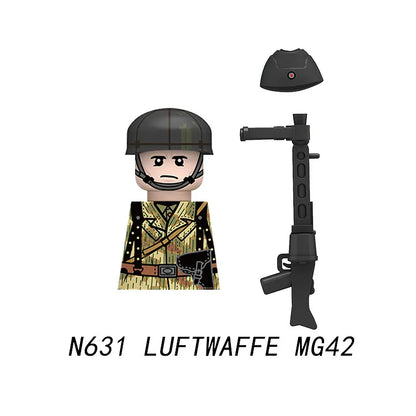 Military WWII Figure Building Blocks Accessories MP40 Rocket Launcher MG42 Officer Army Camouflage Soldier Pzf 98K Toy Gift N029