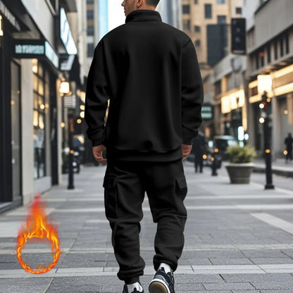 2024 Herbst und Winter Herren-Sporthosen-Set aus lässigem Samt mit warmem Reißverschluss
