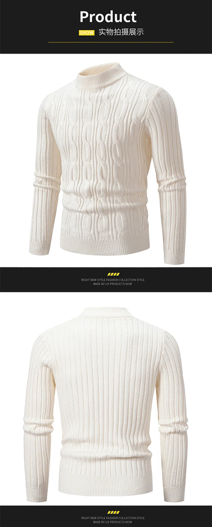 2023 Autumn  and Winter New Sweaters Warm Fit Knitted Sweaters Solid Color Casual Pullover Multiple Styles Sweater Men