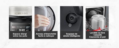 Midea Quick Electric pressure cooker 9-in-1 12 Predefined Programs Instant Stainless Steel Multicooker, Anti-stick Pot, 6L, Black.