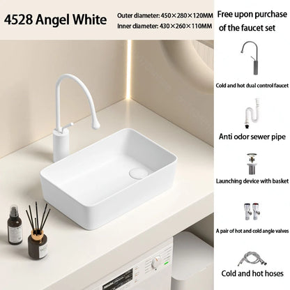 Luxuriöses Keramikgefäßwaschbecken, quadratisches Badezimmerwaschbecken, Arbeitsplatte, Kunstwaschbecken für Waschtischplatte, Keramik-Badezimmerwaschbecken für den Heimgebrauch