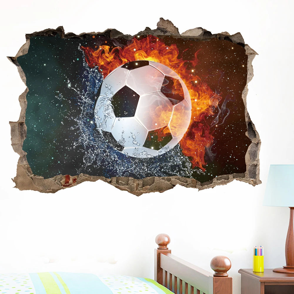 Creative Football PVC Wall Sticker Soccer Personalized Name Wall Decals For Kids Boys Room Mural Bedroom Decor Poster Art.